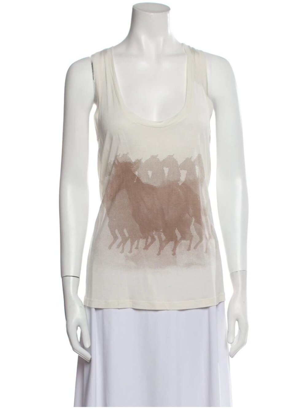Haute Hippie Horse Print Ivory Racerback Tank Top